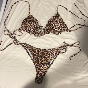 Cheetah two piece bathing suit